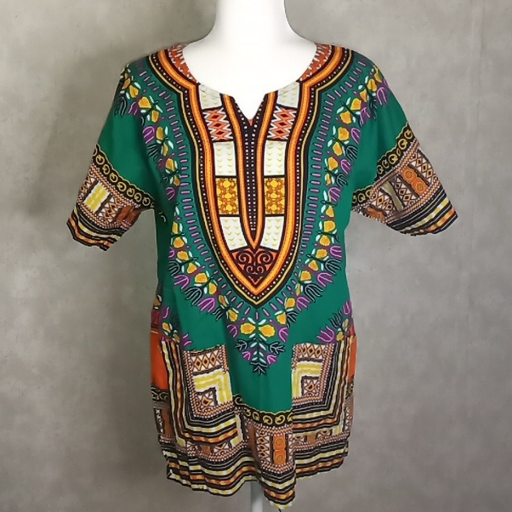 Green African Dashiki, size medium, pre loved condition